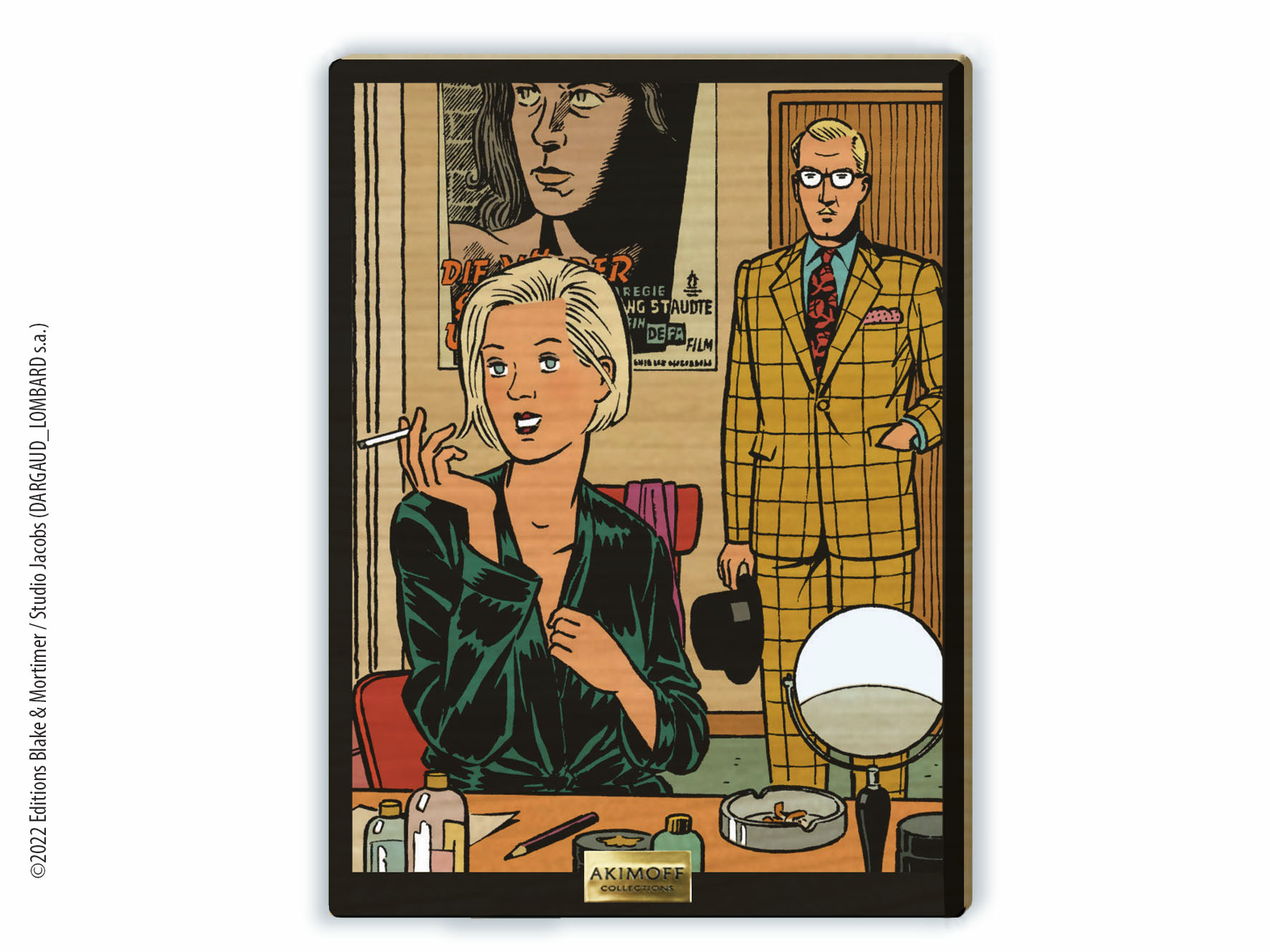 TABLEAU DE COLLECTION EN BOIS - BLAKE ET MORTIMER - BLAKE ET MISS HAGEN