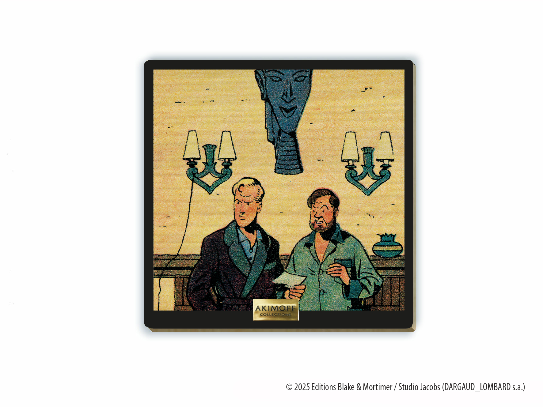 TABLEAU DE COLLECTION EN BOIS - BLAKE ET MORTIMER - EN TENUE DE NUIT