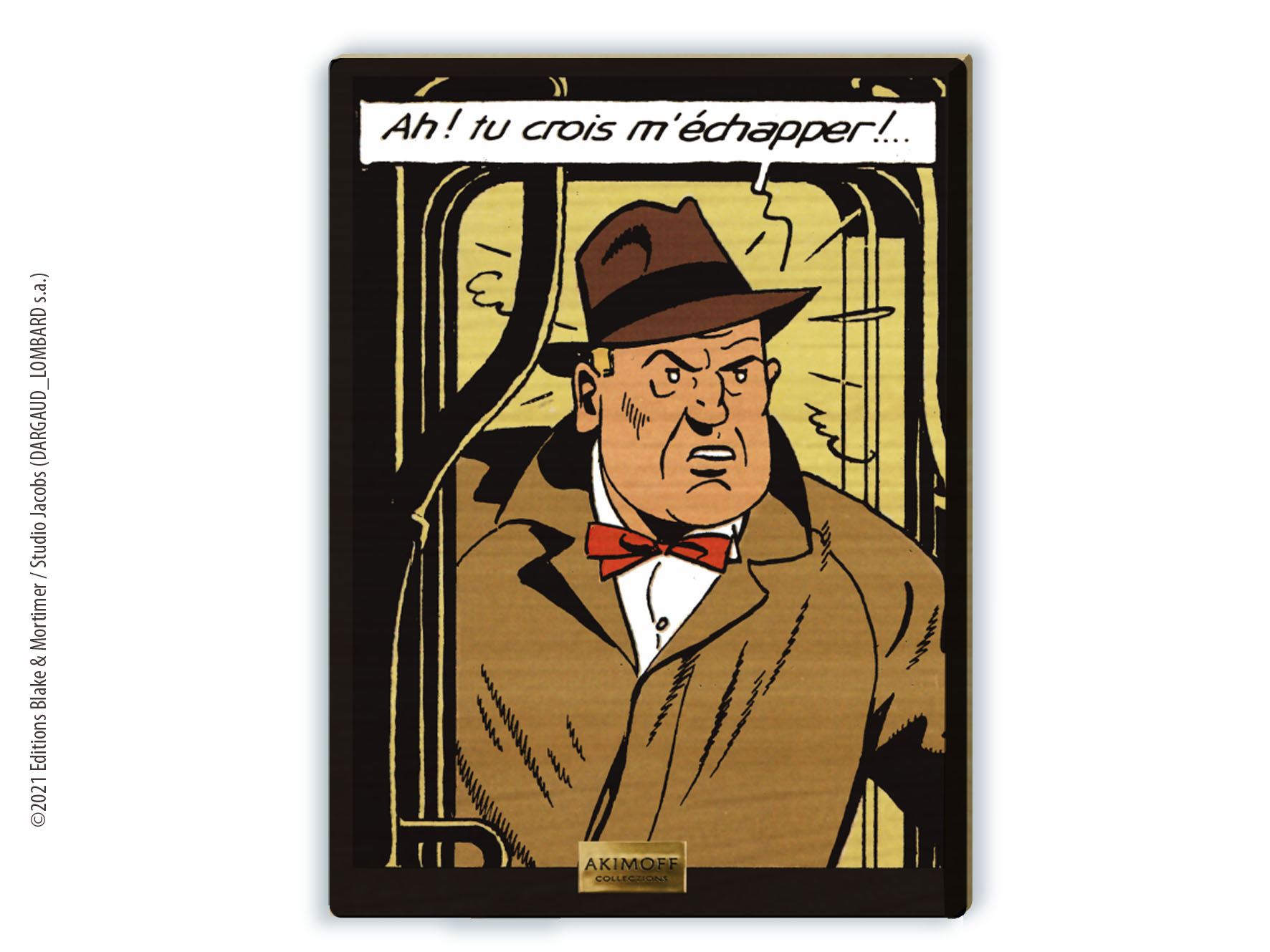 TABLEAU DE COLLECTION EN BOIS - BLAKE ET MORTIMER - SHARKEY DIT LE GORILLE