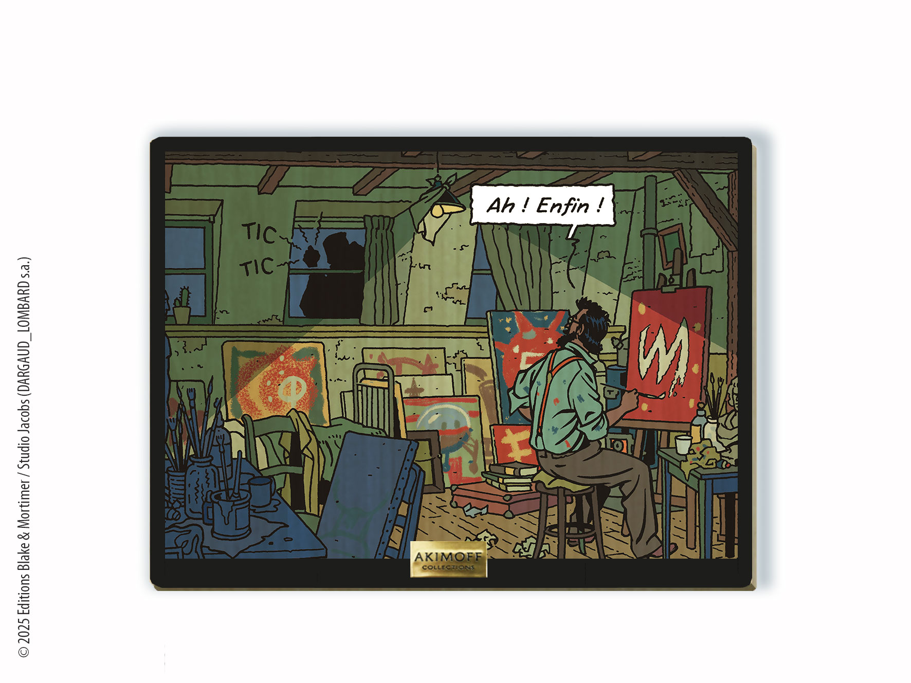 TABLEAU DE COLLECTION EN BOIS - BLAKE ET MORTIMER - UN PEINTRE ÉTRANGE