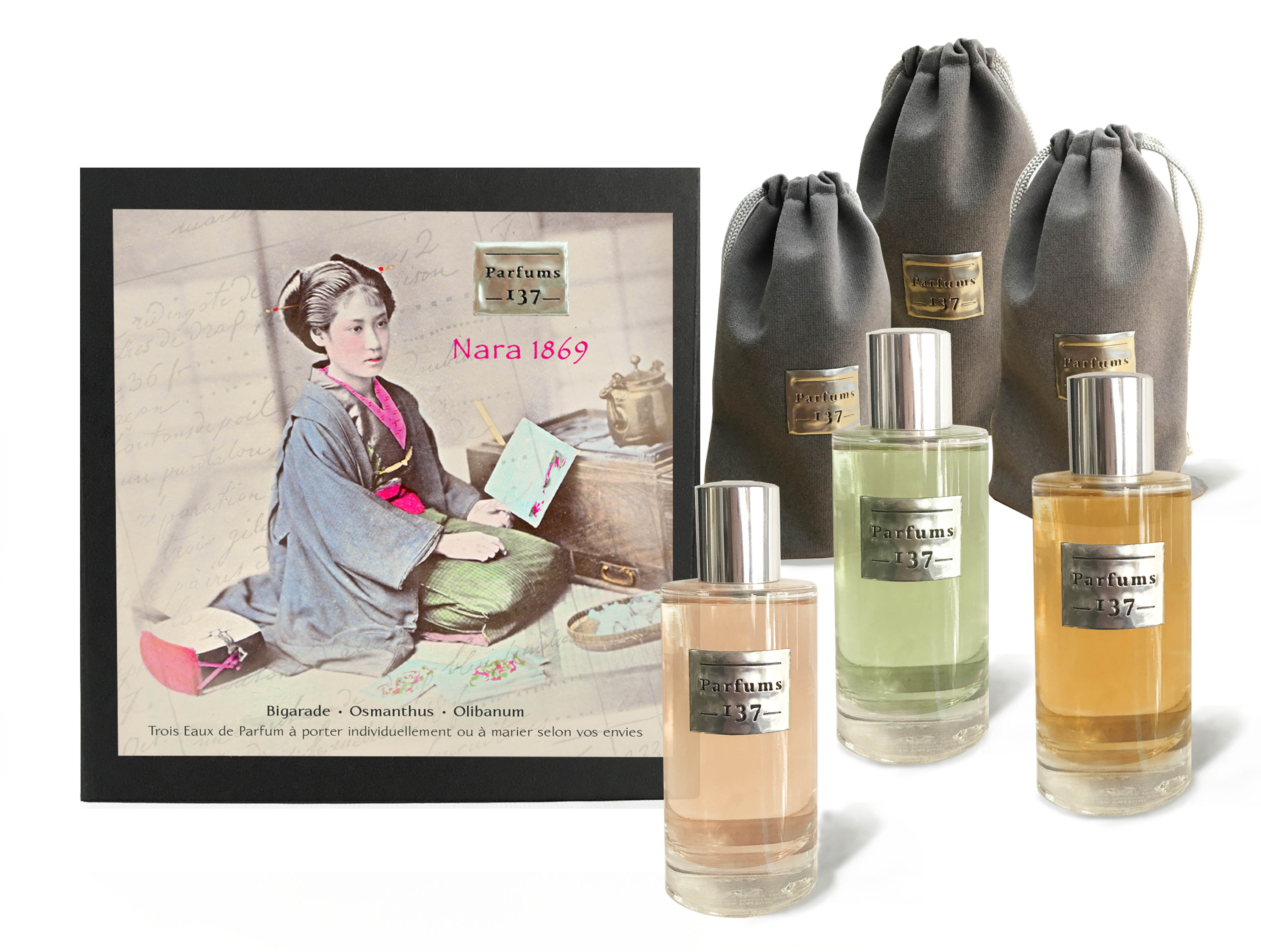 coffret de parfums nara 1869 bigarade osmanthus olibanum