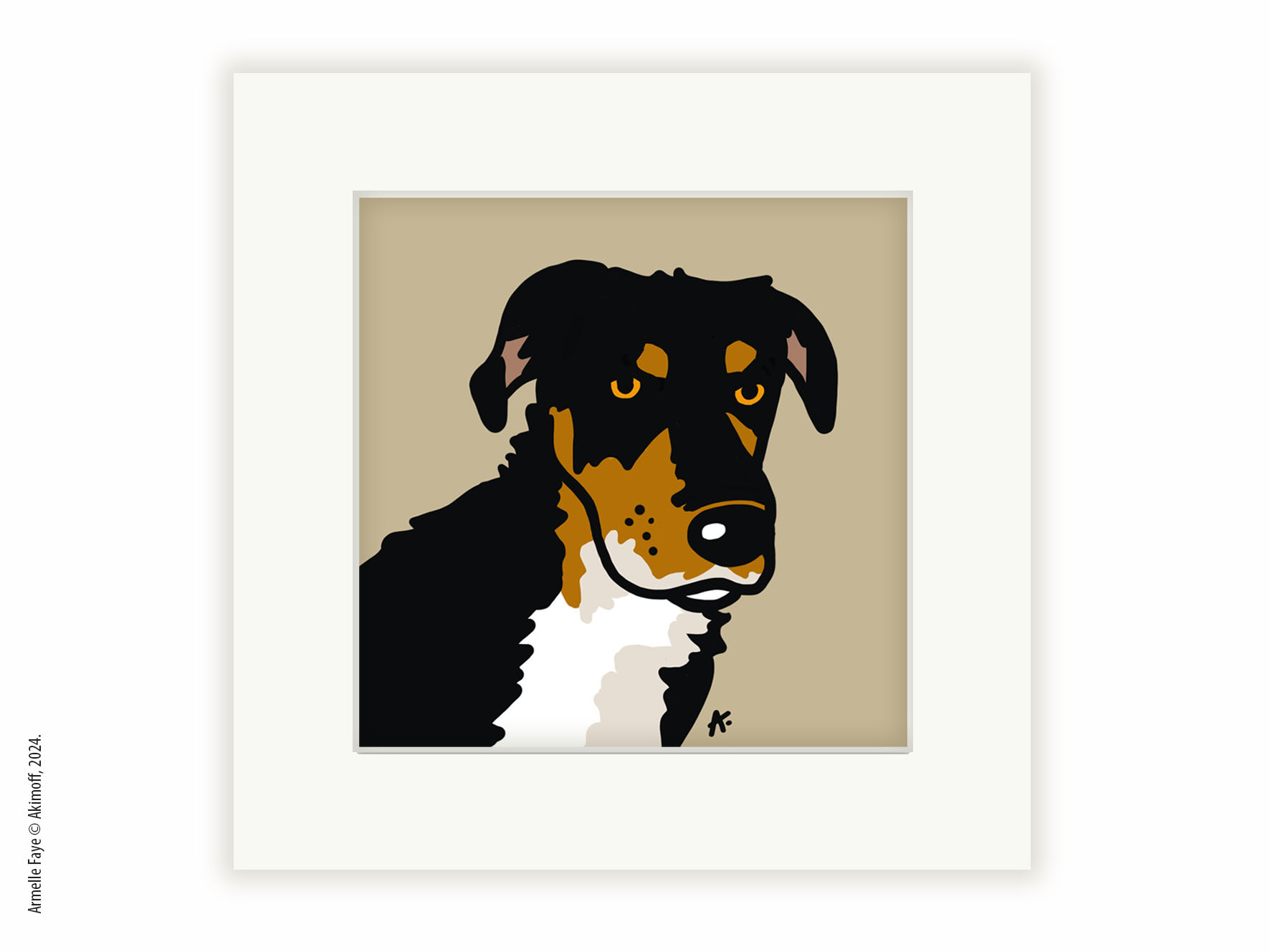 Illustration portrait d'identit en couleur papier fine art + marie louise