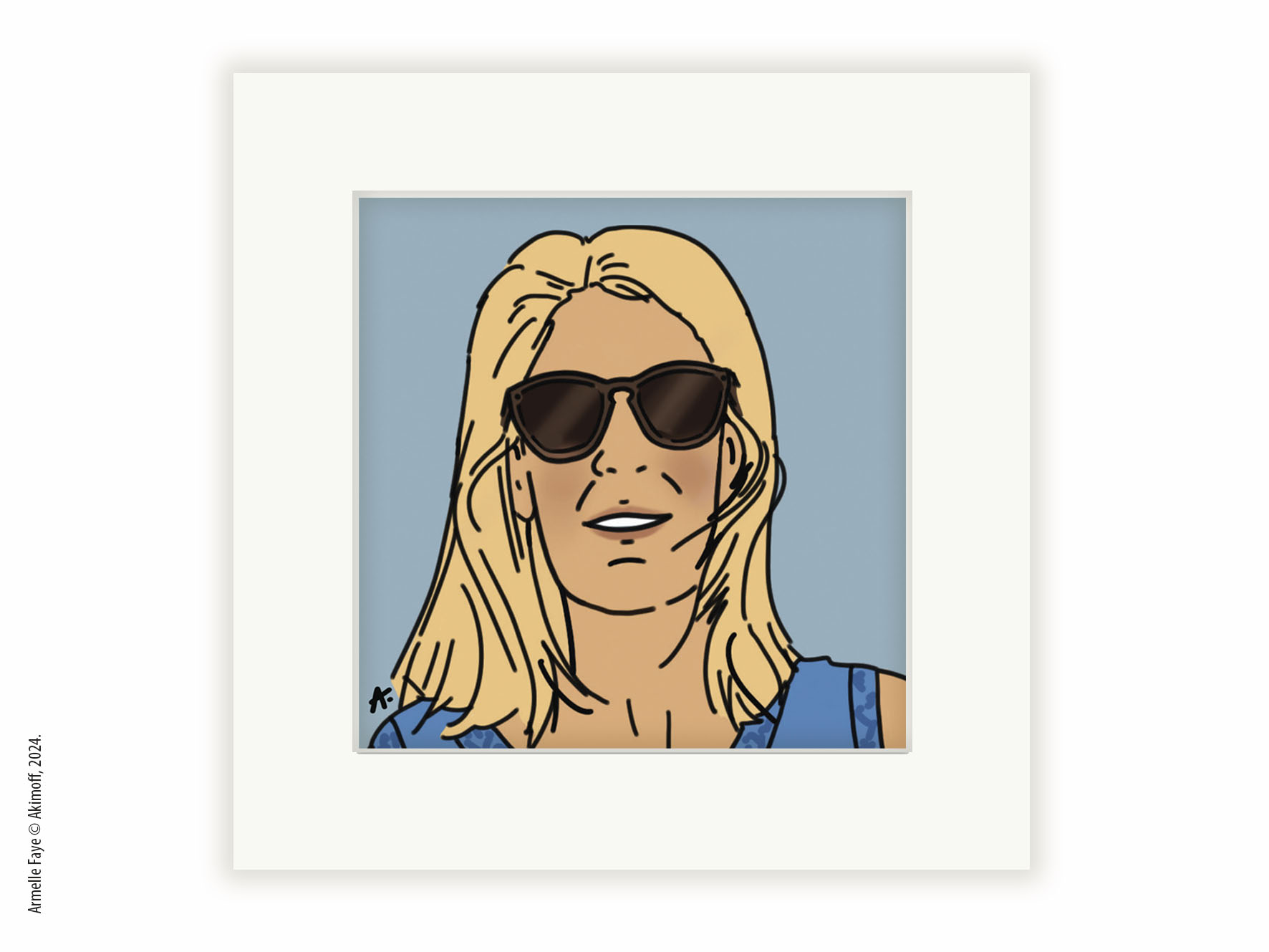 Illustration portrait d'identit en couleur papier fine art + marie louise