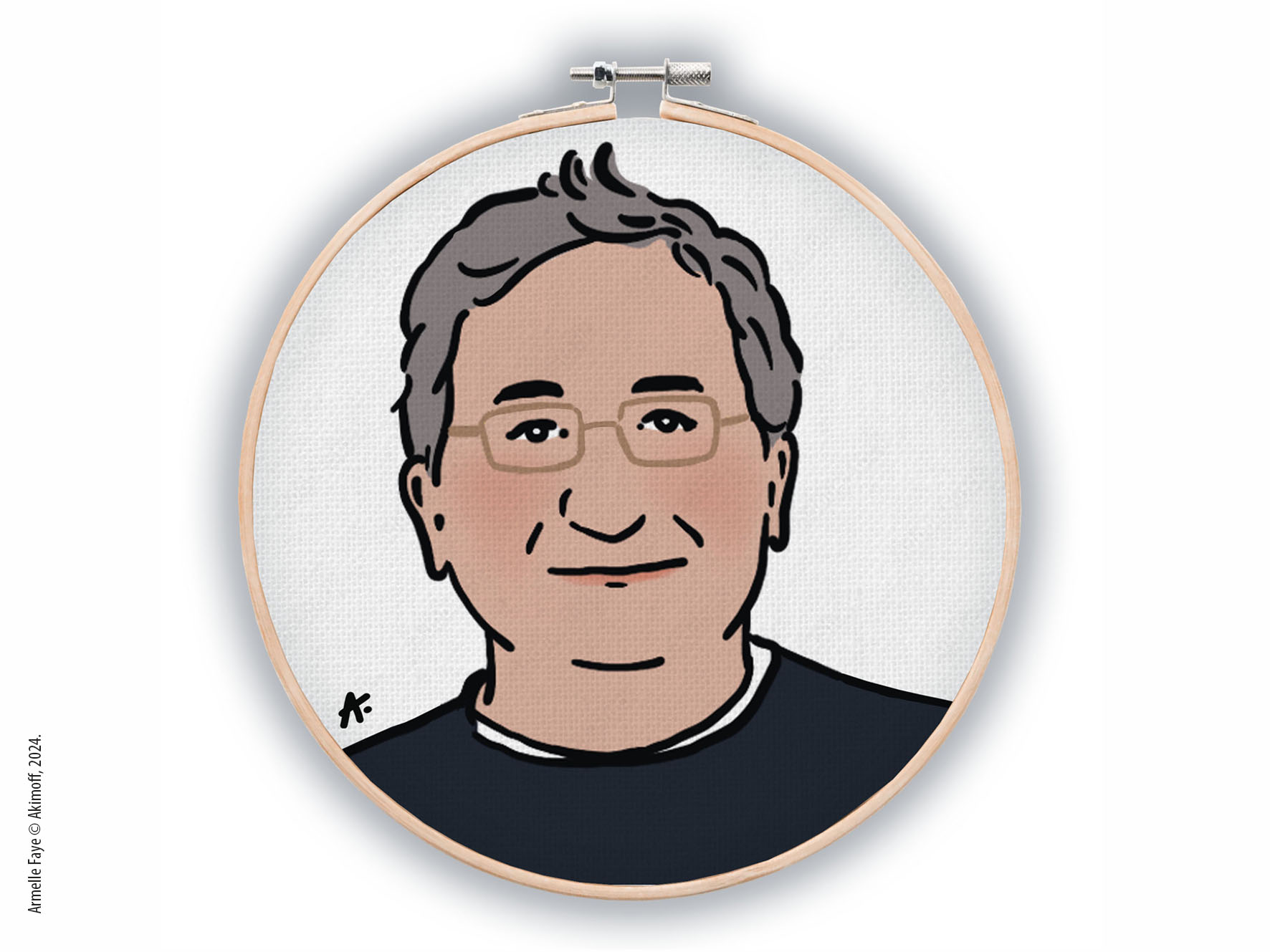 Illustration portrait d'identit en couleur papier toile canvas sur tambourin
