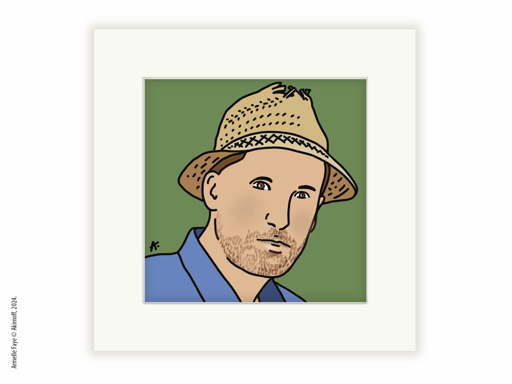 Illustration portrait d'identit en couleur papier fine art + marie louise