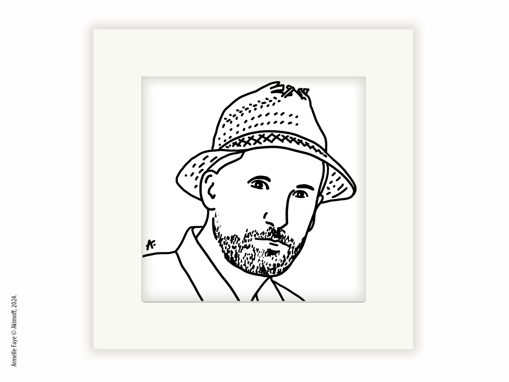 Illustration portrait d'identit en noir & blanc papier fine art + marie louise