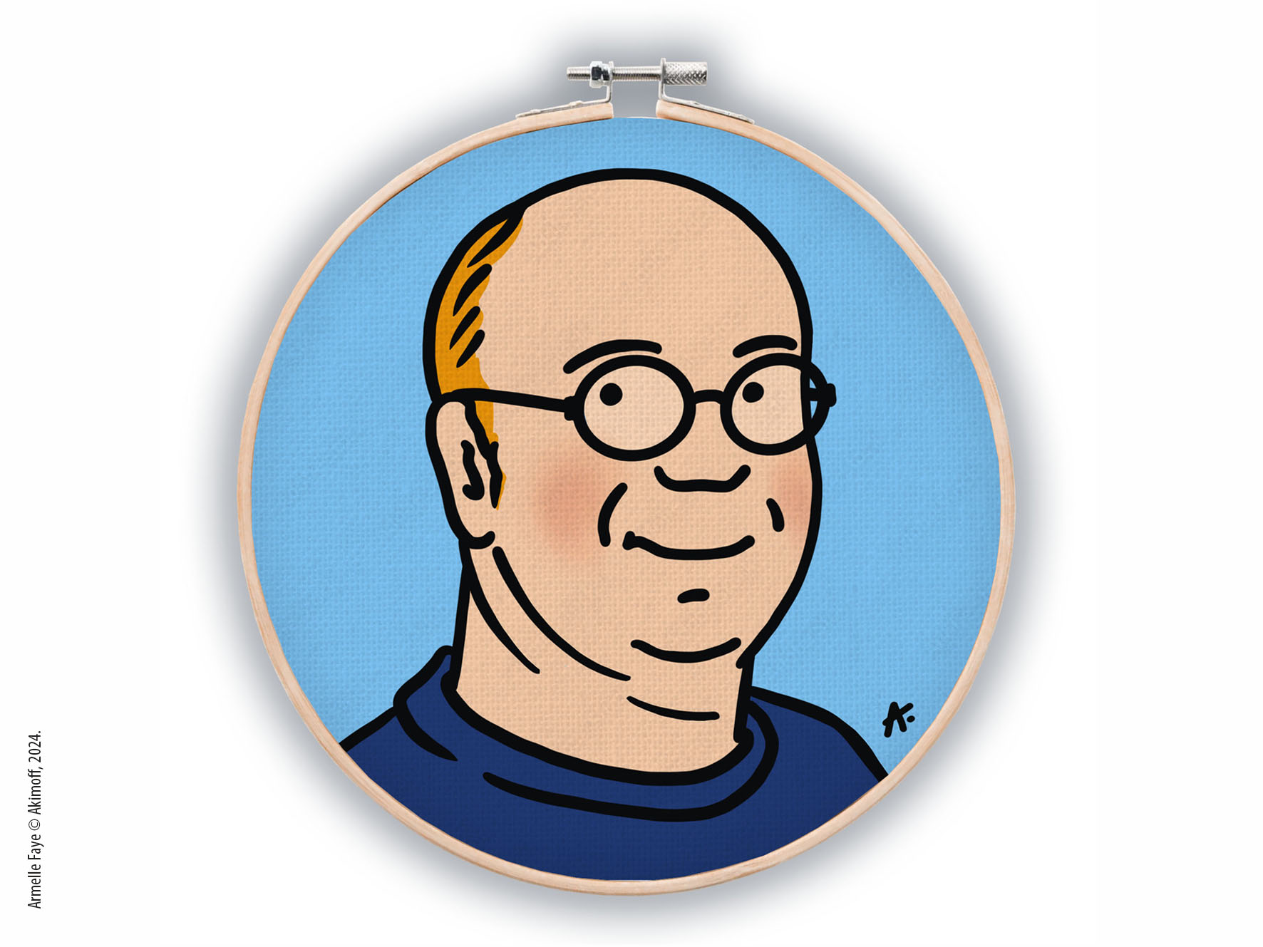 Illustration portrait d'identit en couleur papier toile canvas sur tambourin