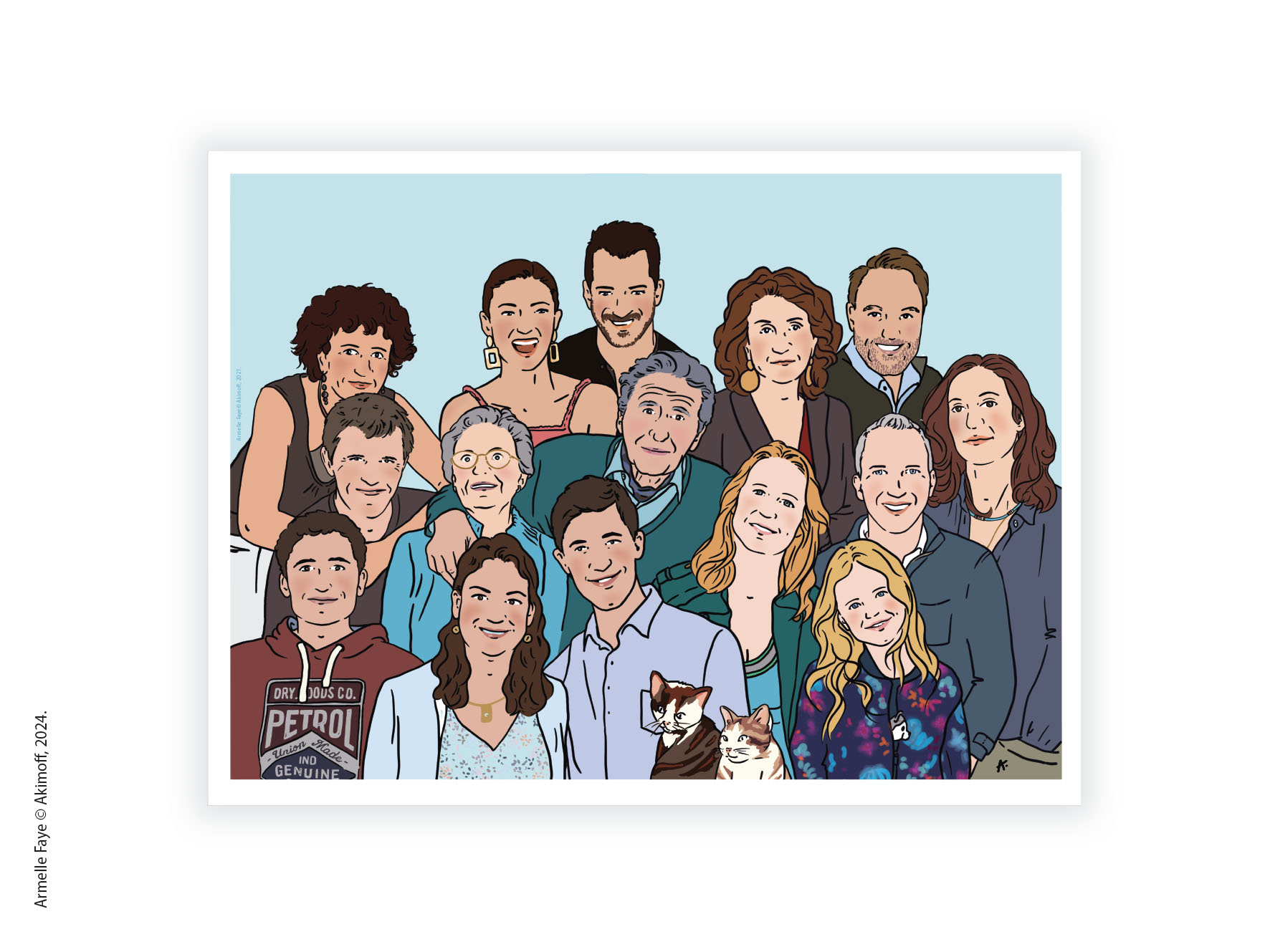 portrait de famille 15 personnes + 2 chats