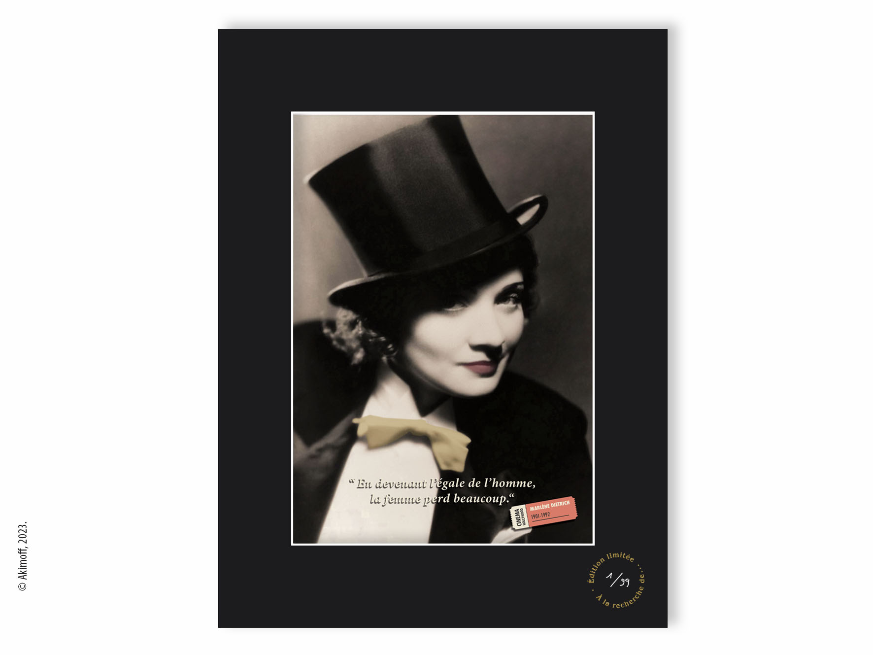 Marlène Dietrich - Tirage de collection colorisé - les étoiles d'Hollywood