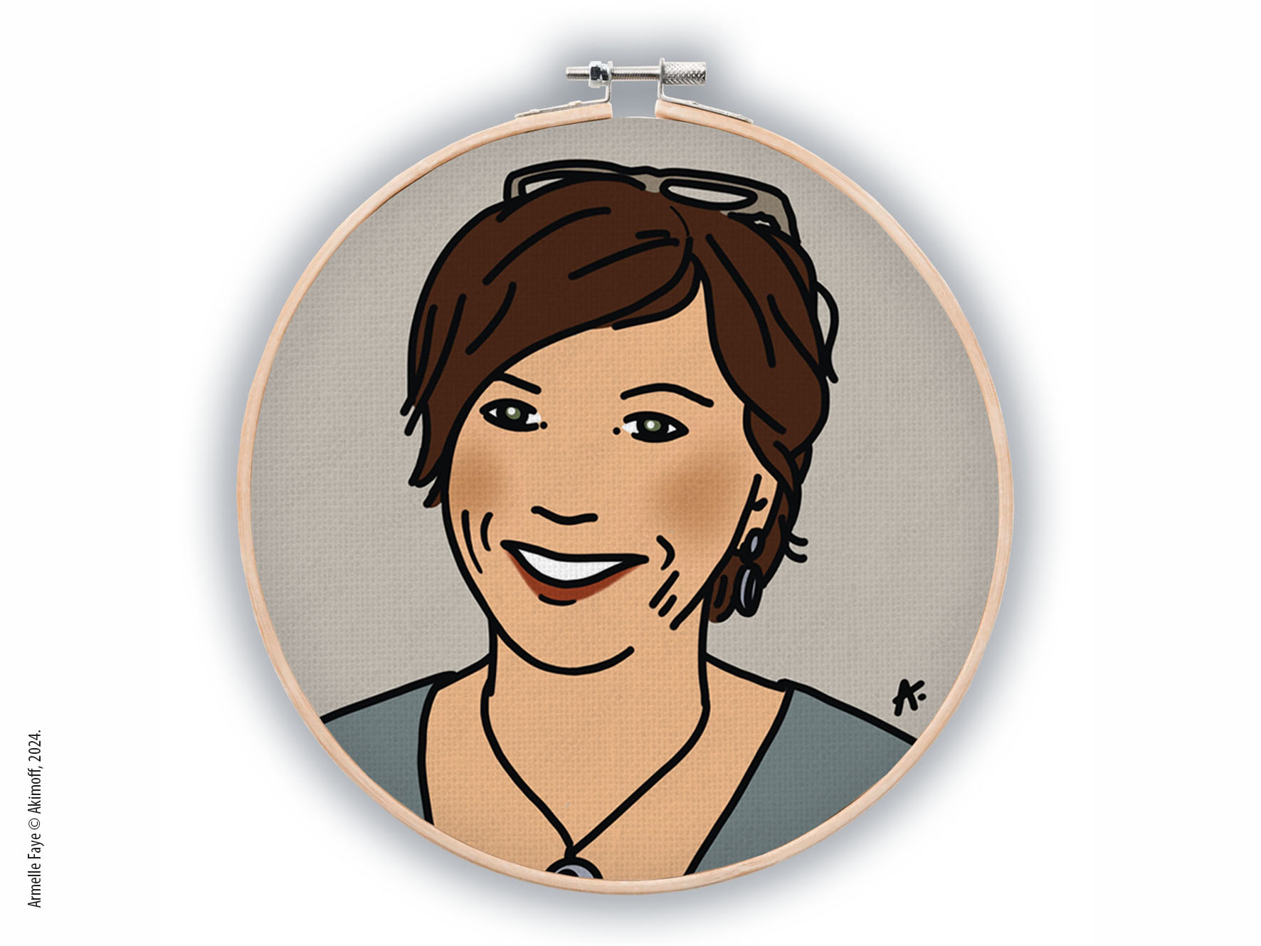 Illustration portrait d'identit en couleuIllustration portrait d'identit en couleur papier toile canvas sur tambourinr papier toile canvas sur tambourin