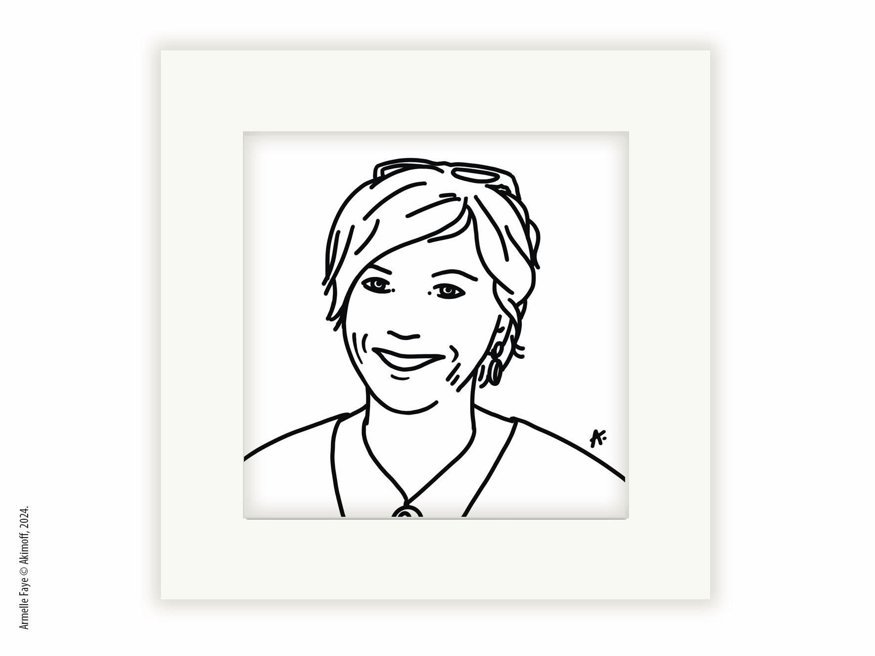 Illustration portrait d'identit en noir & blanc papier fine art + marie louise