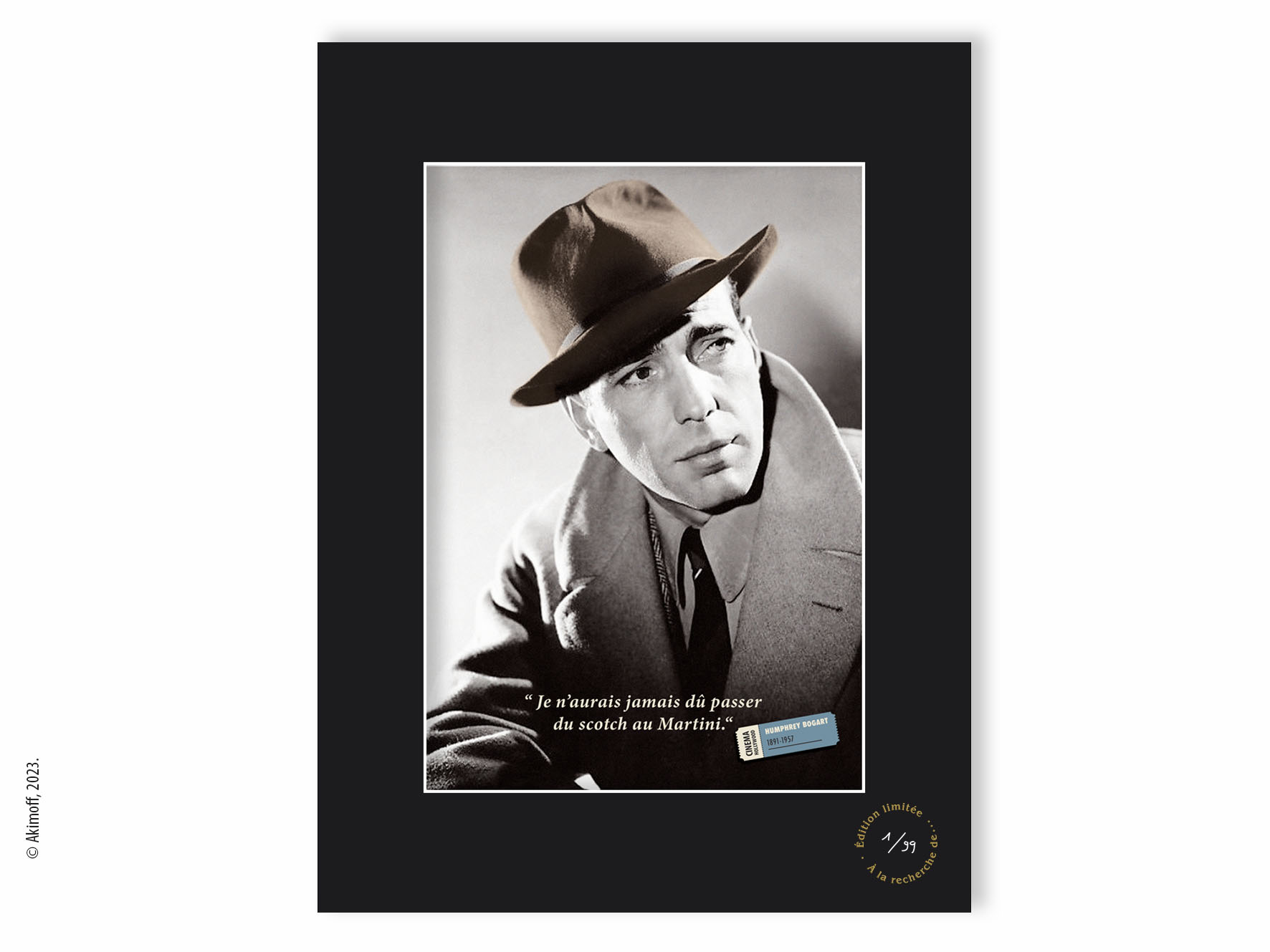 Humphrey Bogart - Tirage de collection colorisé - les étoile d'Hollywood