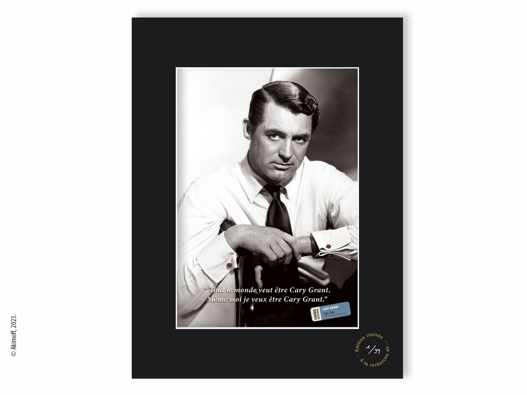 Cary Grant - Tirage de collection colorisé - les étoiles d'Hollywood