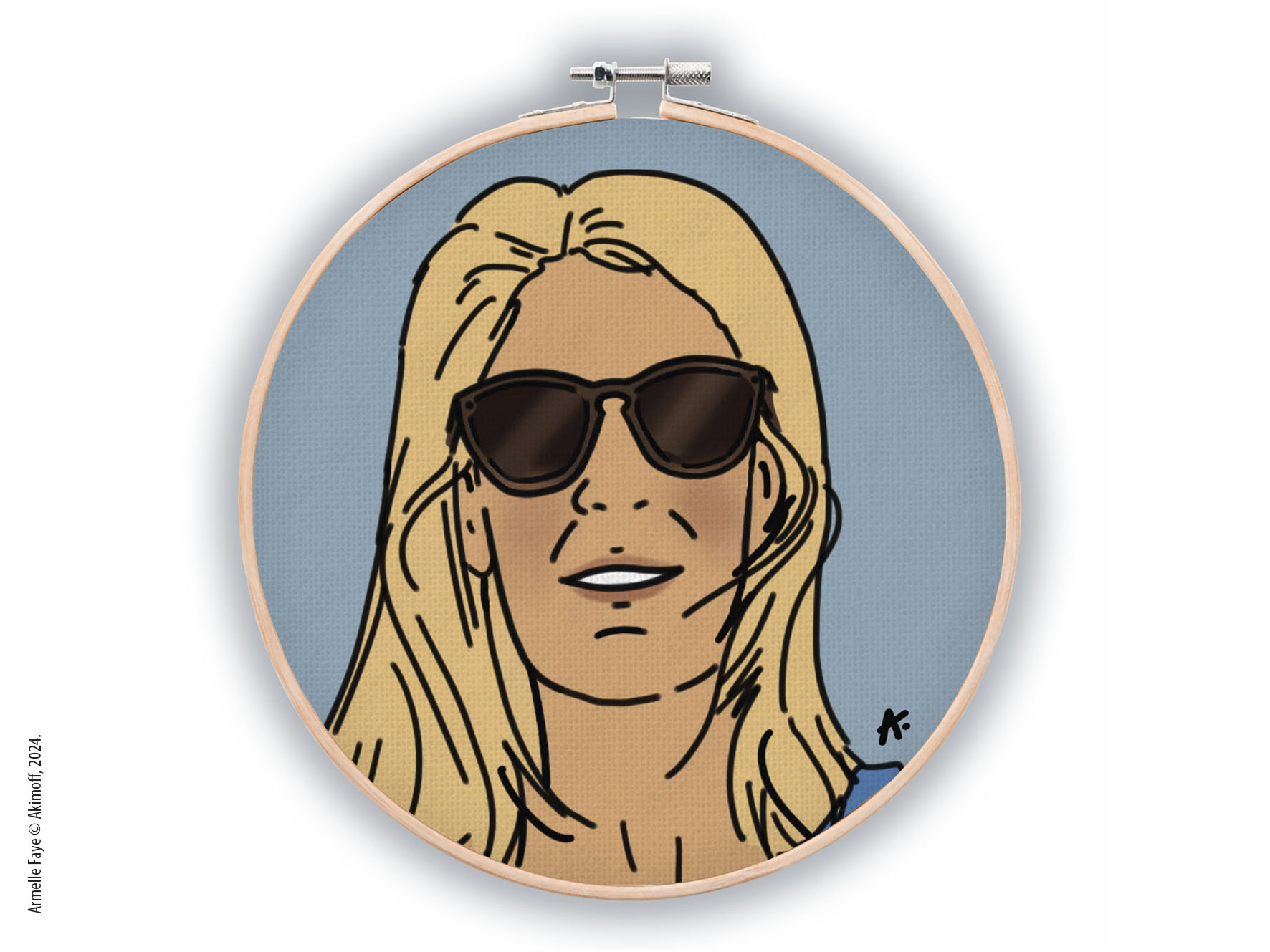 Illustration portrait d'identit en couleur papier toile canvas sur tambourin