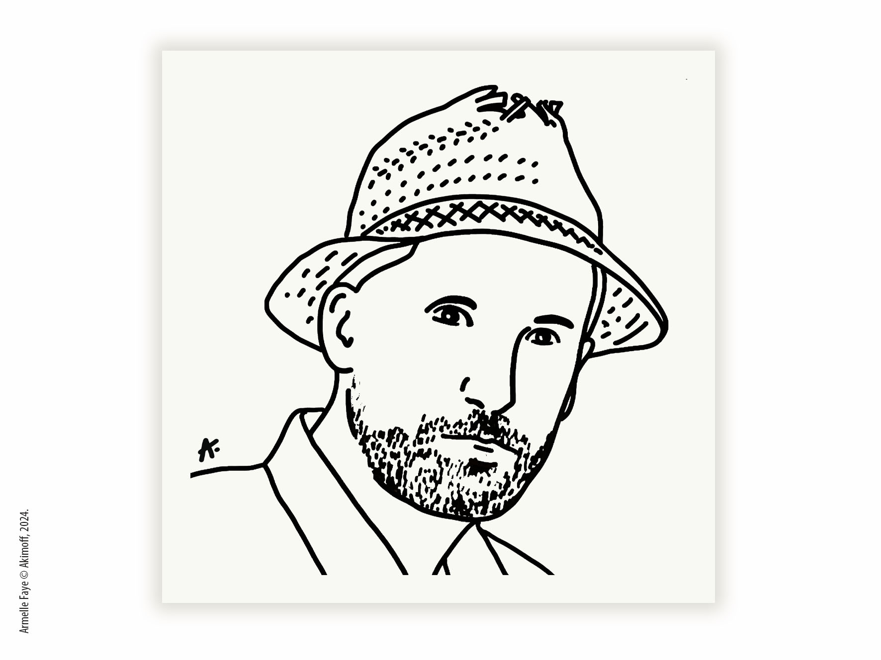 Illustration portrait d'identit en noir & blanc papier fine art