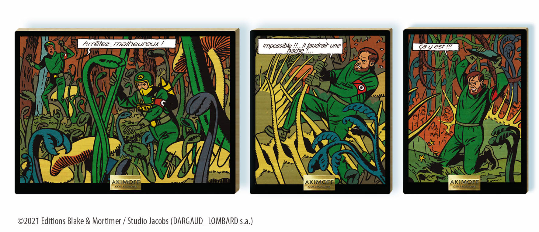 TRIPTYQUE DE COLLECTION EN BOIS BLAKE ET MORTIMER  • PANTES CARNIVORES