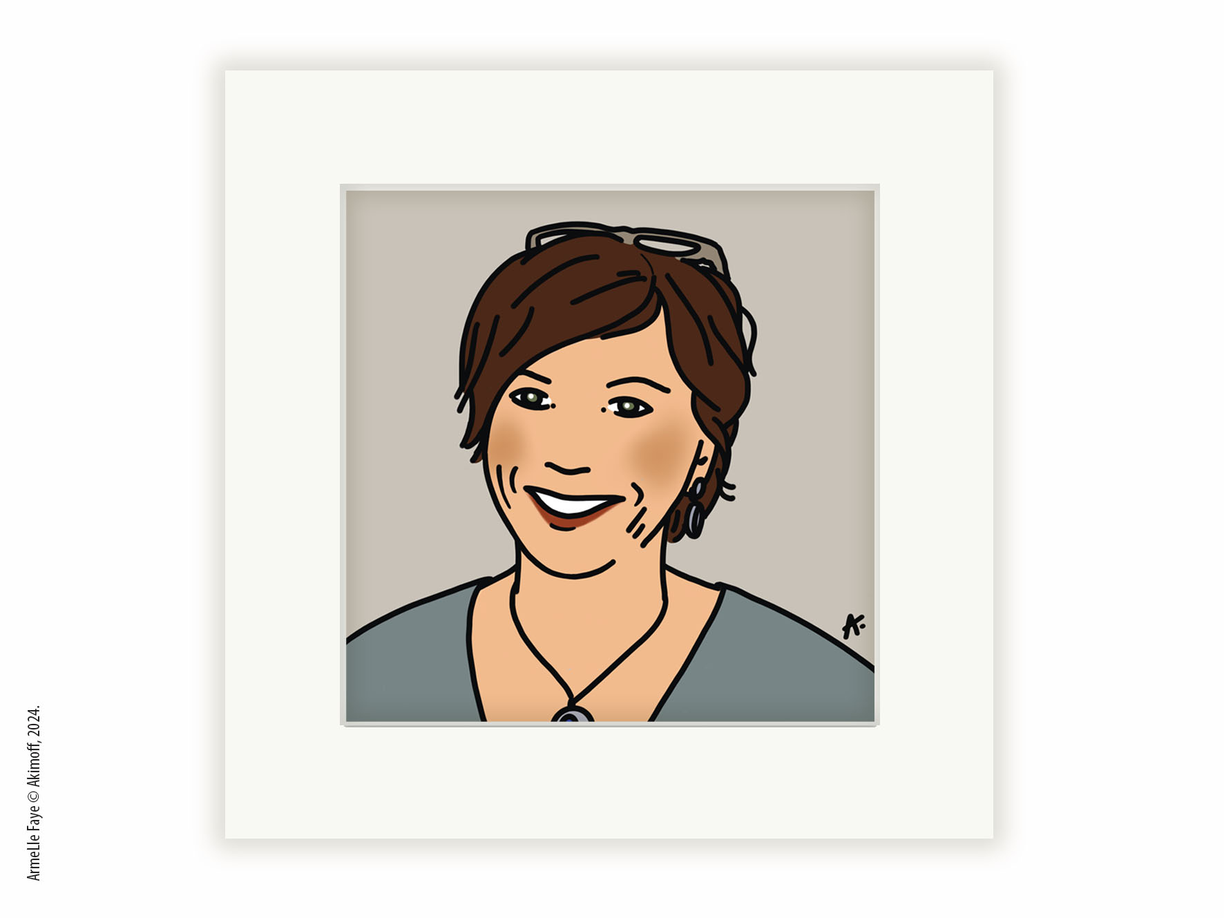 Illustration portrait d'identit en couleur papier fine art + marie louise