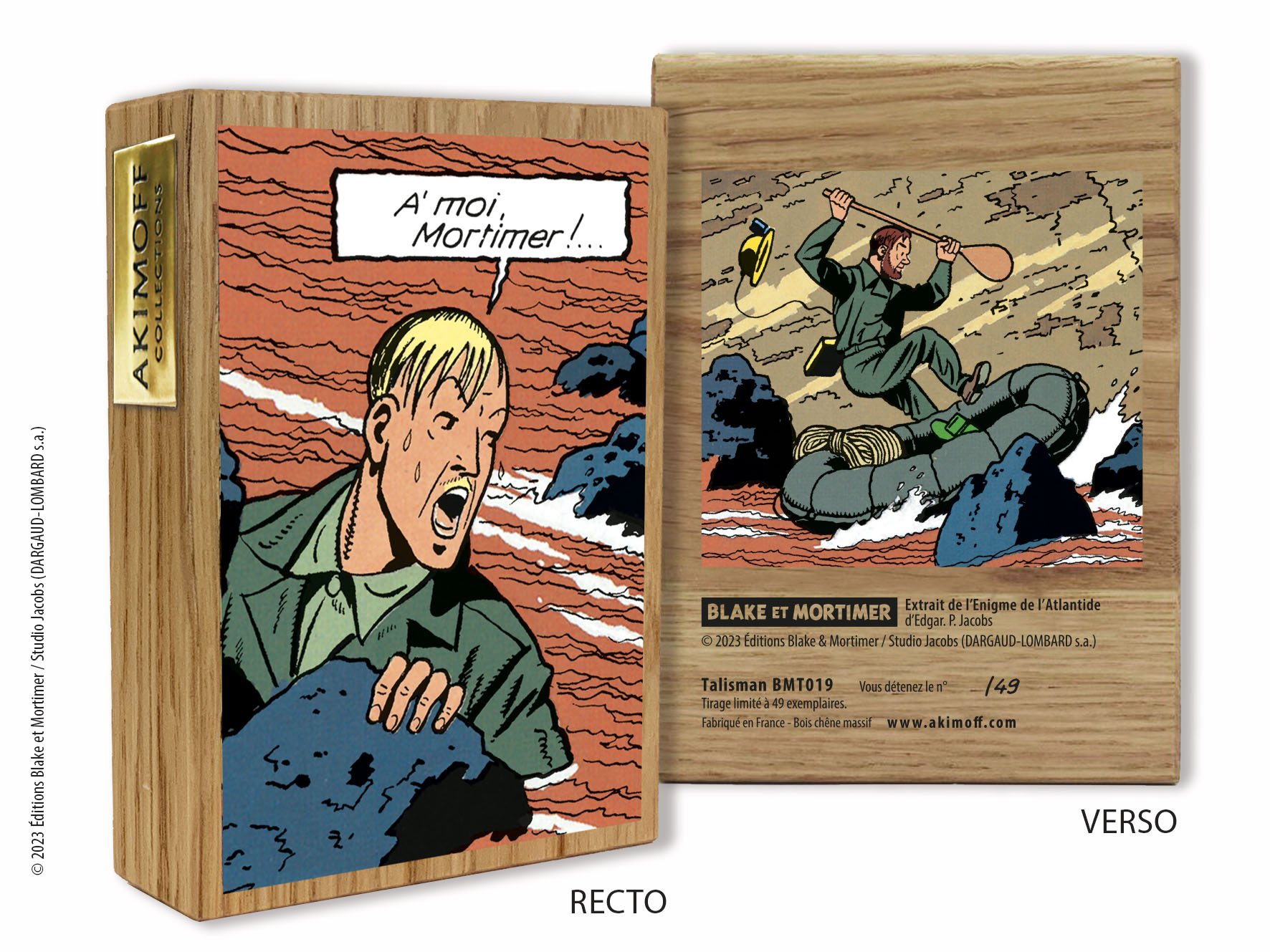 TALISMAN EN CHENE MASSIF BLAKE ET MORTIMER • L'ENIGME DE L'ATLANTIDE • BLAKE - MORTIMER