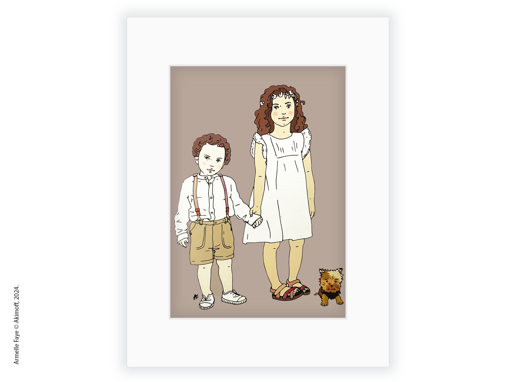 Illustration portrait de famille 2 personnes papier fine art + marie louise