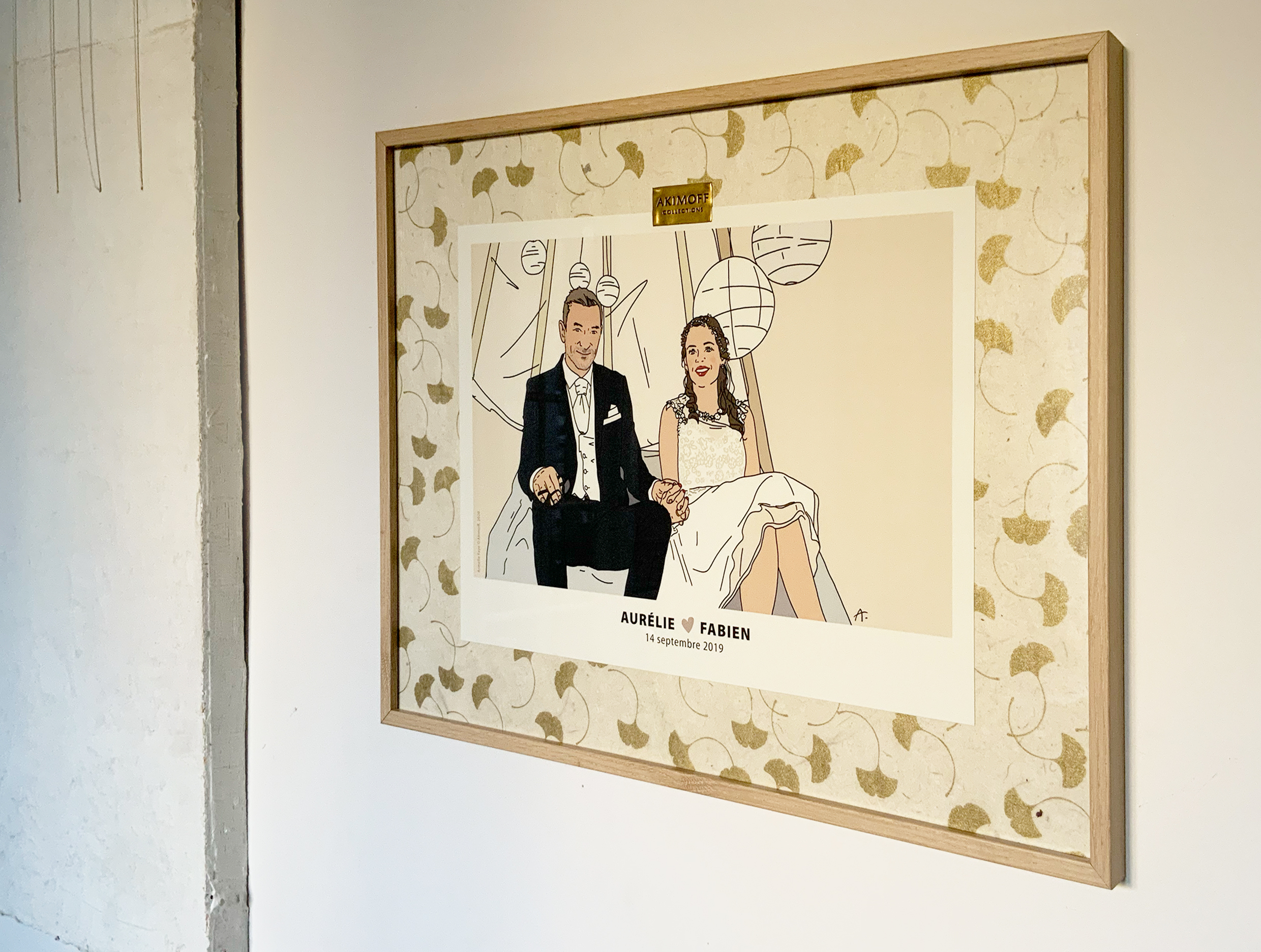 Illustration portrait encadrement sous verre