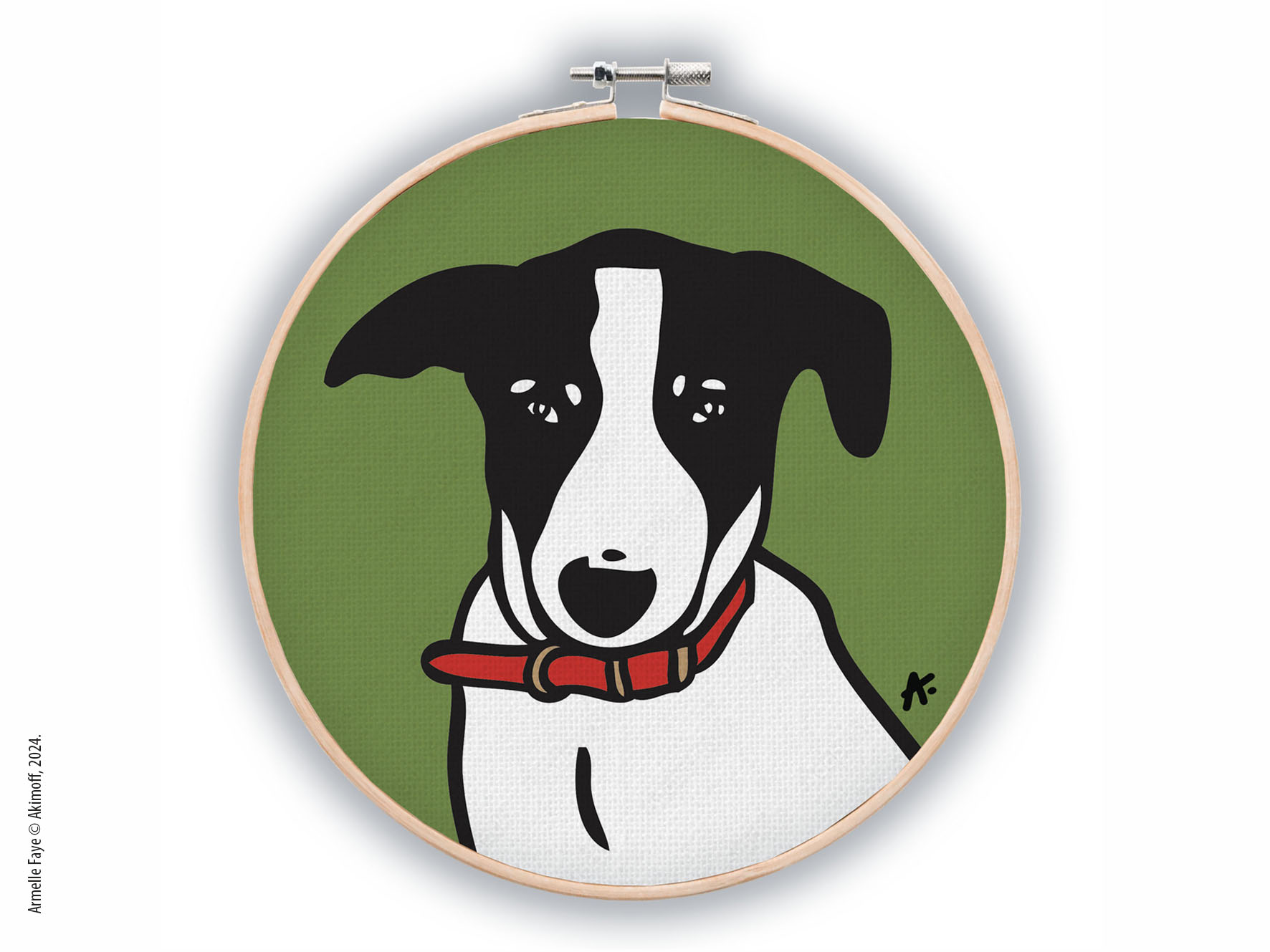 Illustration portrait d'identit en couleur papier toile canvas sur tambourin