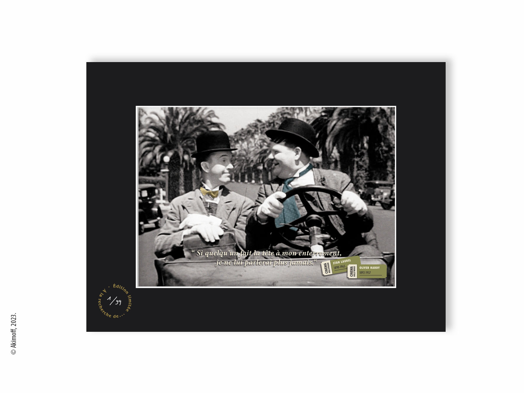 Laurel et Hardy - Tirage de collection colorisé - les étoiles d'Hollywood