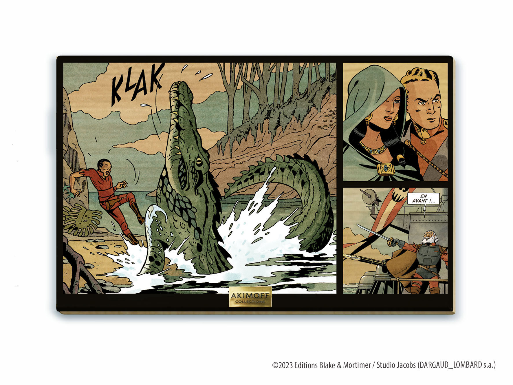 TABLEAU DE COLLECTION EN BOIS BLAKE ET MORTIMER • LA FLCHE ARDENTE