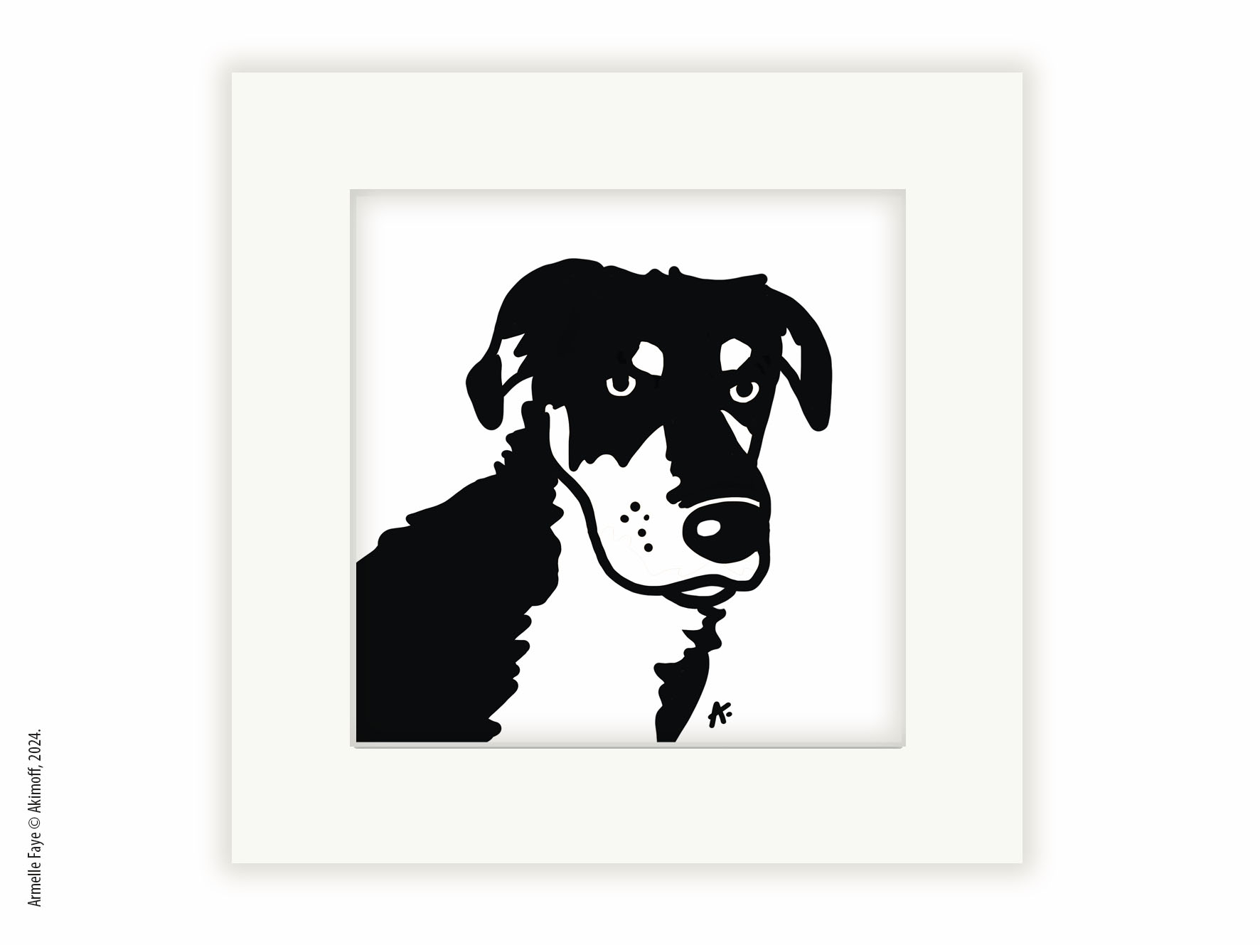 Illustration portrait d'identit en noir & blanc papier fine art + marie louise